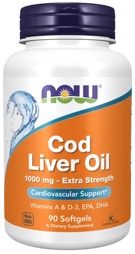 NOW FOODS Cod Liver Oil 1000mg (ribje olje) (90 mehkih kapsul)