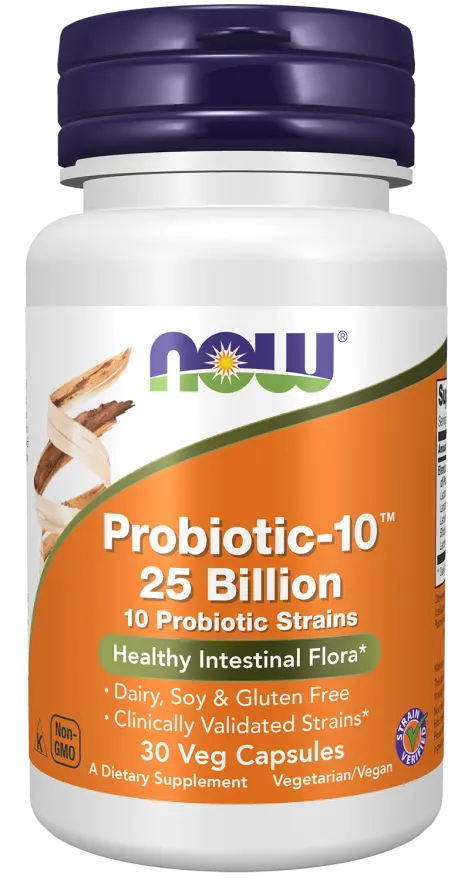NOW Probiotiki 10™ 25 milijard (50 rastlinskih kapsul)