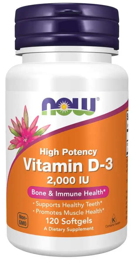 NOW Vitamin D3 2000 IU (120 mehkih kapsul)