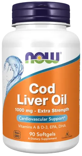 [22.07.705.03.001] NOW FOODS Cod Liver Oil 1000mg (ribje olje) (90 mehkih kapsul)